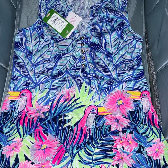 Lilly Pulitzer NWT Essie Top Bennet Blue Lets Mango $64 Size XXS - Picture 6 of 10